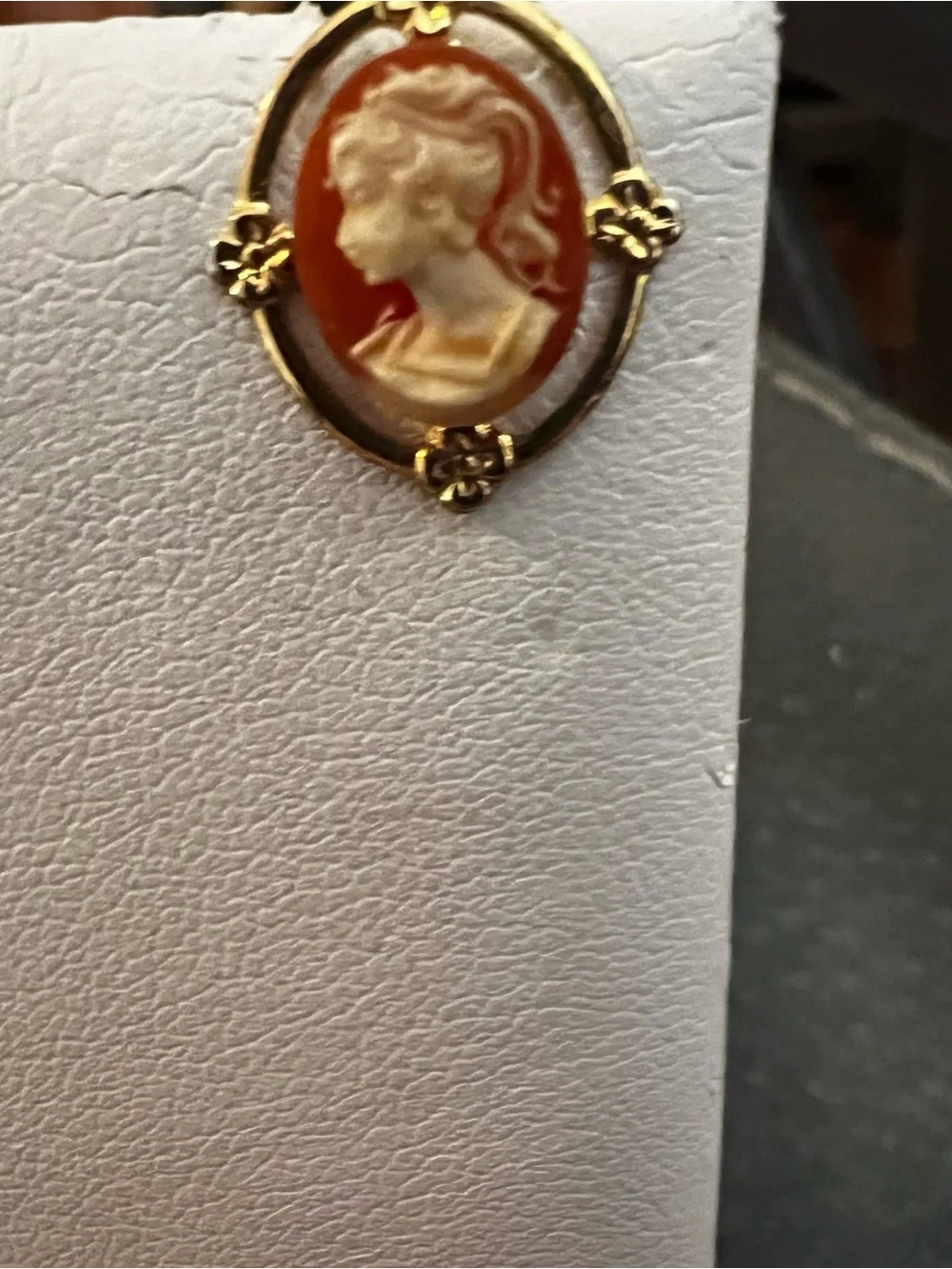 Gold-Tone Red Cameo Stud Earrings - Classic Women's Jewelry
